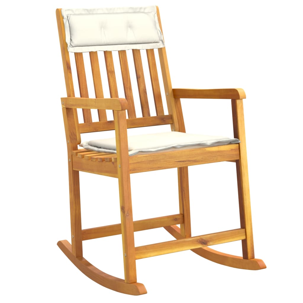 Rocking chair avec coussins en bois d'acacia massif