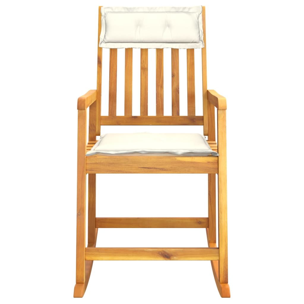 Rocking chair avec coussins en bois d'acacia massif