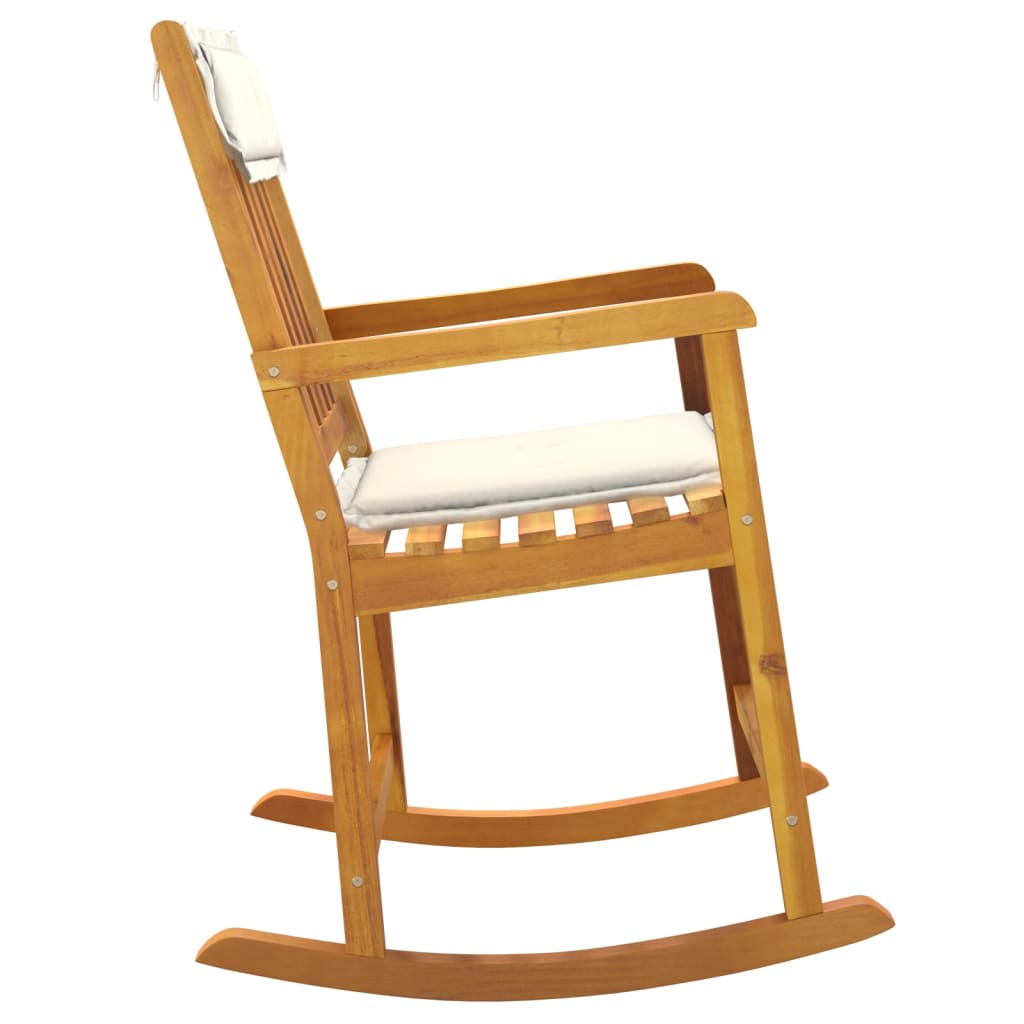 Rocking chair avec coussins en bois d'acacia massif