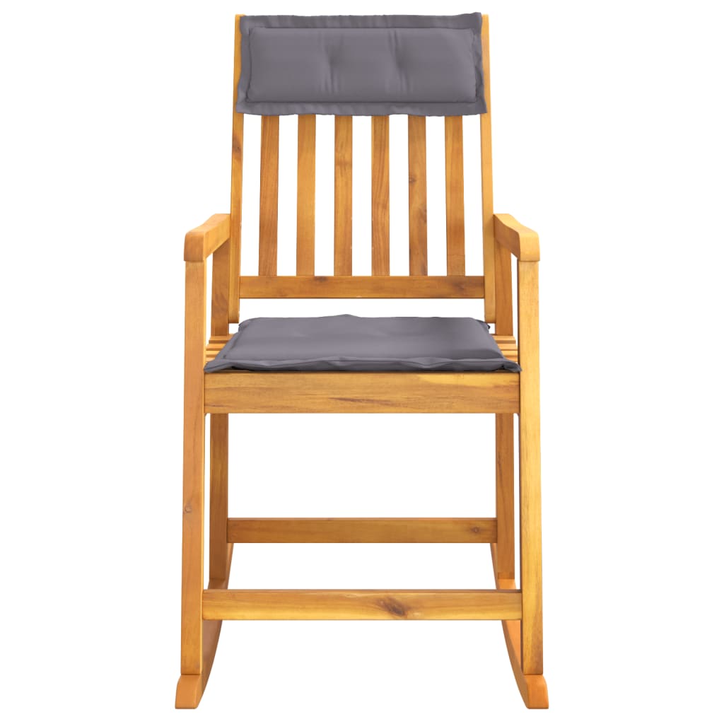 Rocking chair avec coussins en bois d'acacia massif