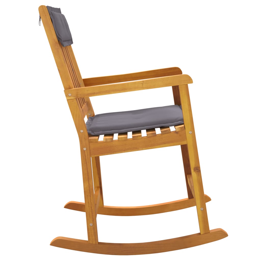 Rocking chair avec coussins en bois d'acacia massif