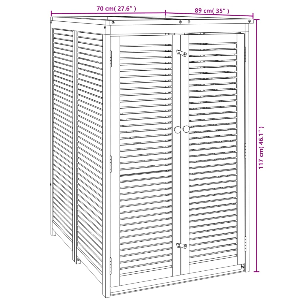 Afvalbakberging enkel 70x89x117 cm massief acaciahout