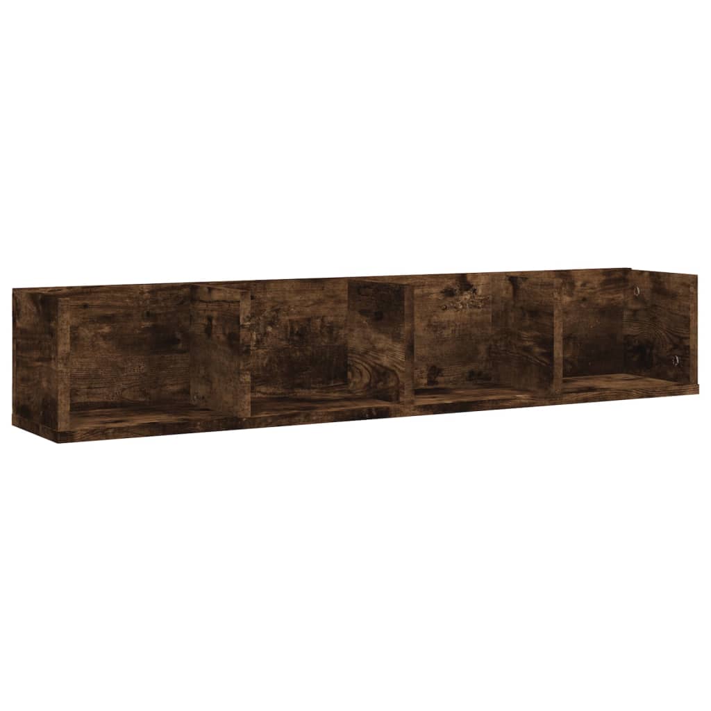 Wandschap CD 100x18x18 cm bewerkt hout bruin eikenkleur