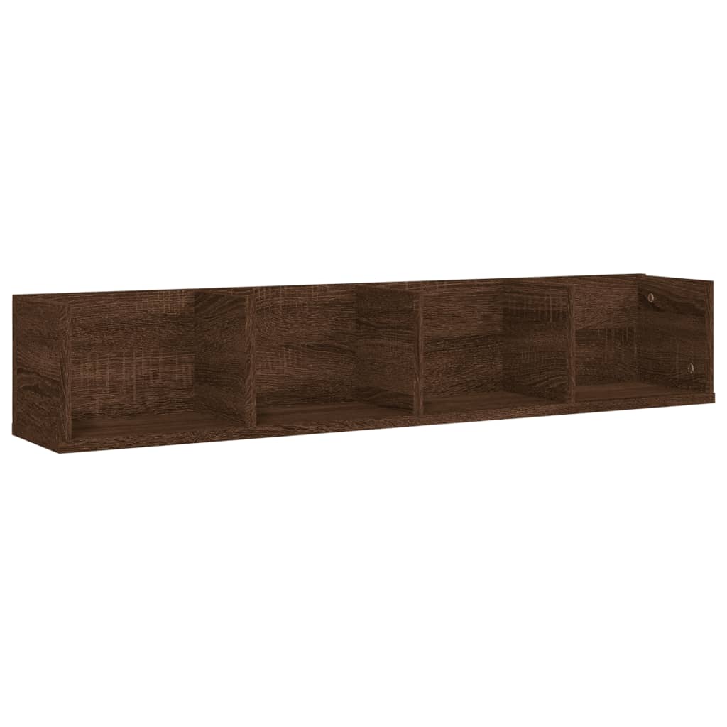 Wandschap CD 100x18x18 cm bewerkt hout bruin eikenkleur