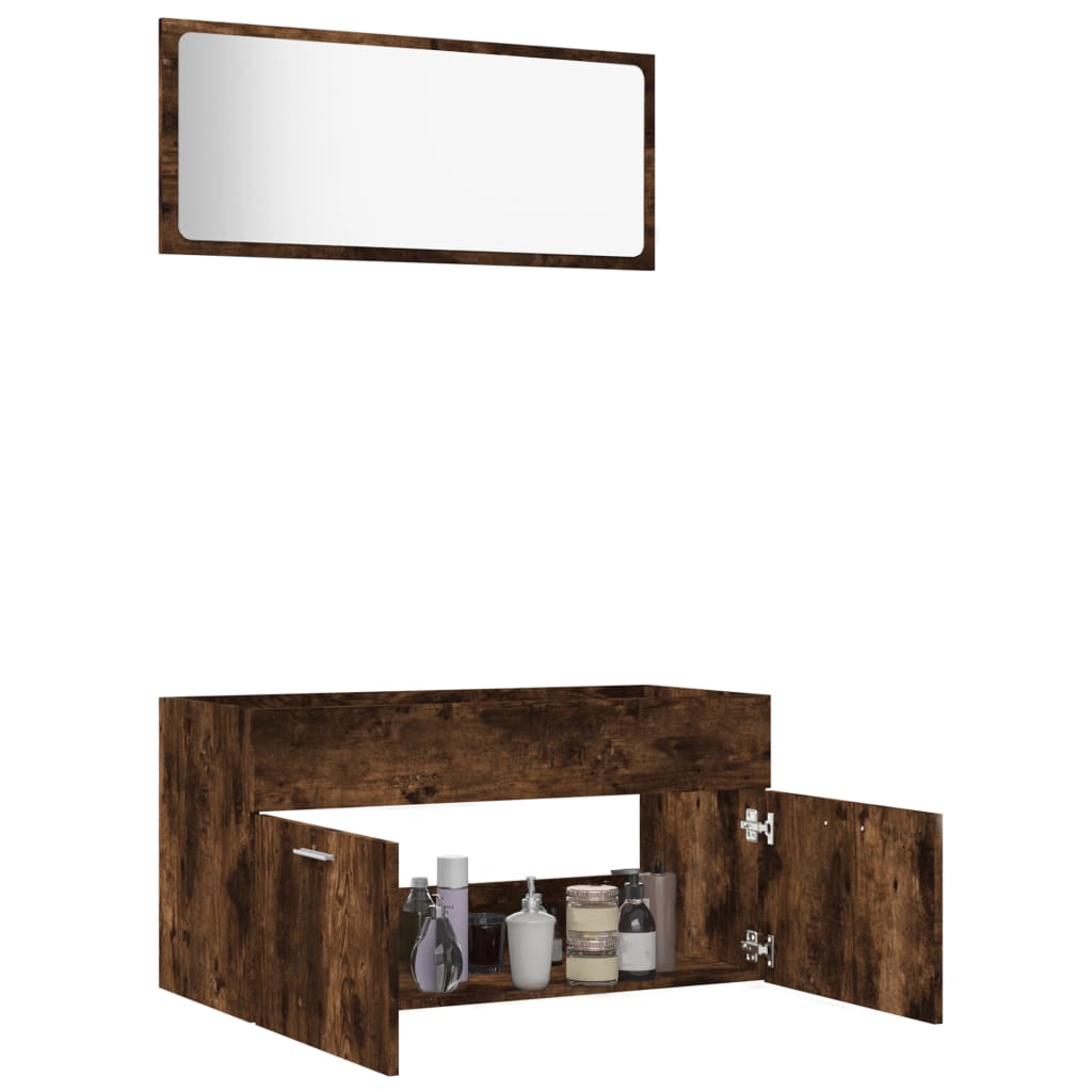 Ensemble de meubles de salle de bain 2 pièces en bois couleur chêne