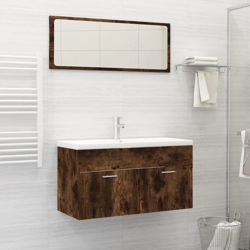 Ensemble de meubles de salle de bain 2 pièces en bois couleur chêne