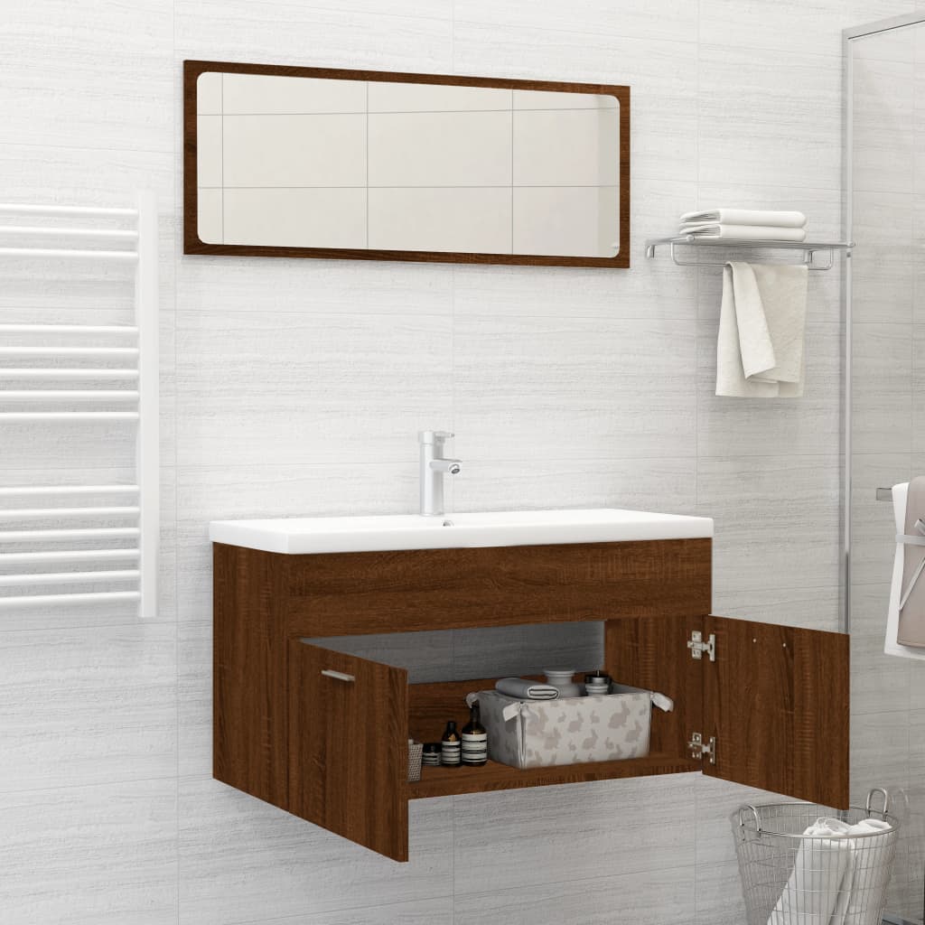 Ensemble de meubles de salle de bain 2 pièces en bois couleur chêne