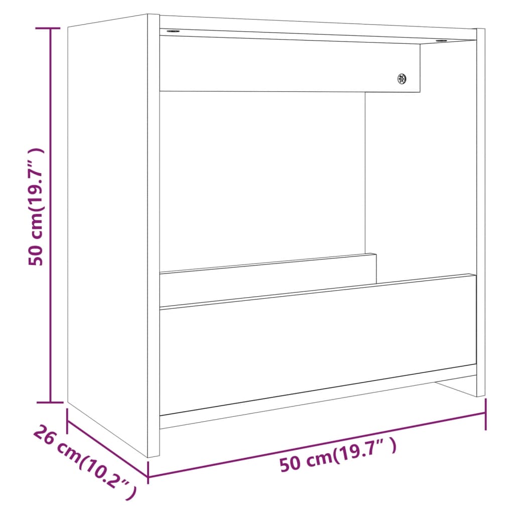 Table d'appoint 50x26x50 cm en bois travaillé