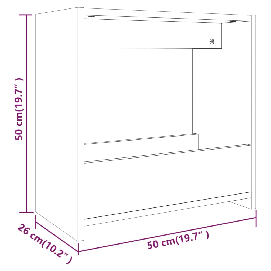 Table d'appoint 50x26x50 cm en bois travaillé