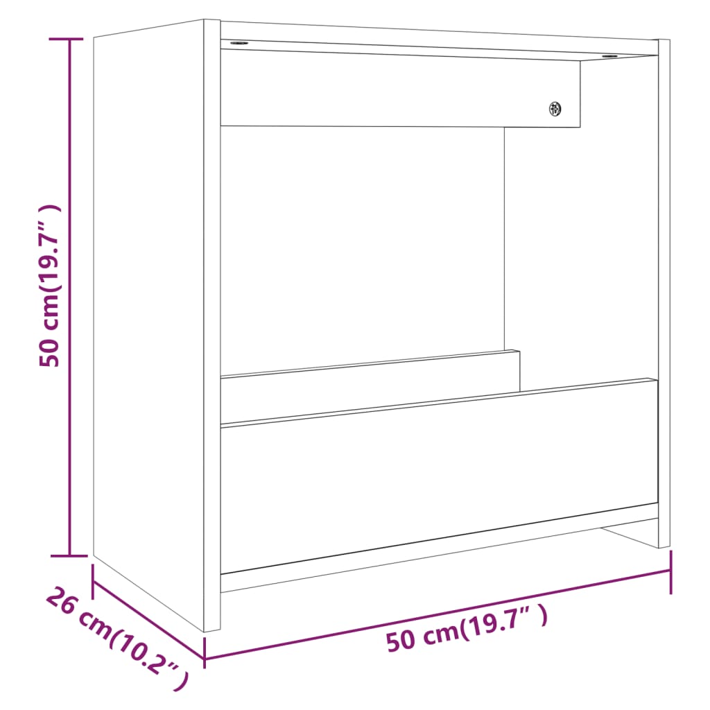 Bijzettafel 50x26x50 cm bewerkt hout