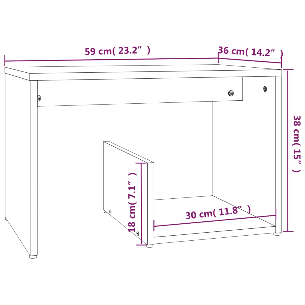 Table d'appoint 59x36x38 cm en bois travaillé