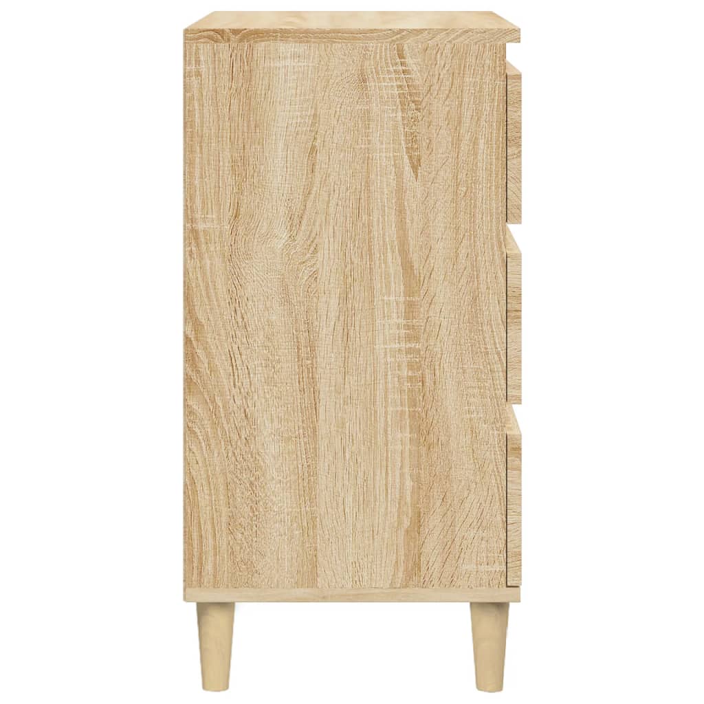 Table de chevet 40x35x70 cm en bois ouvré couleur chêne