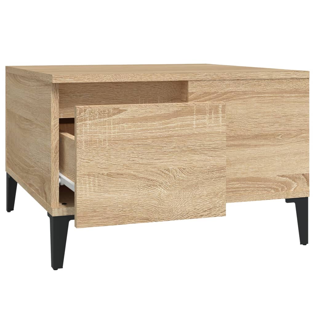 Table basse 55x55x36,5 cm en dérivé du bois, coloris chêne