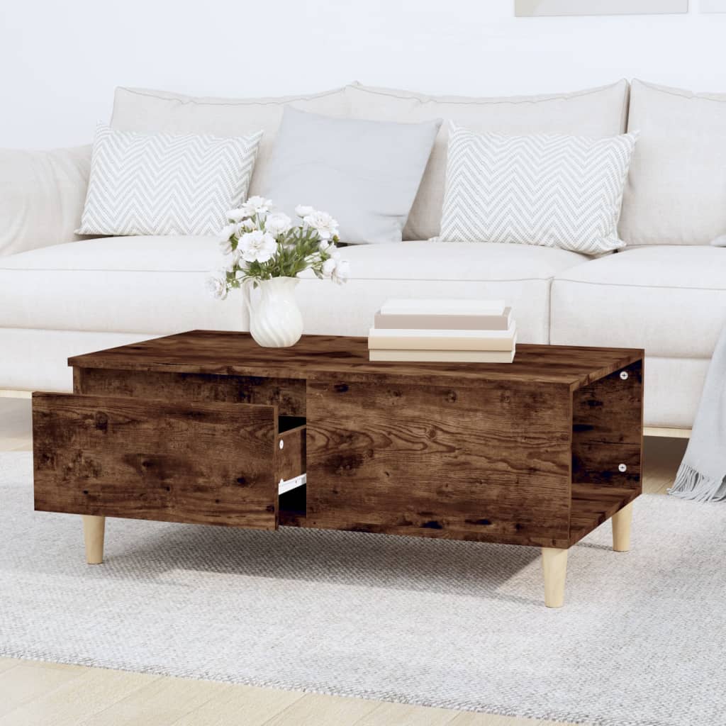 Table basse 90x50x36,5 cm en bois travaillé