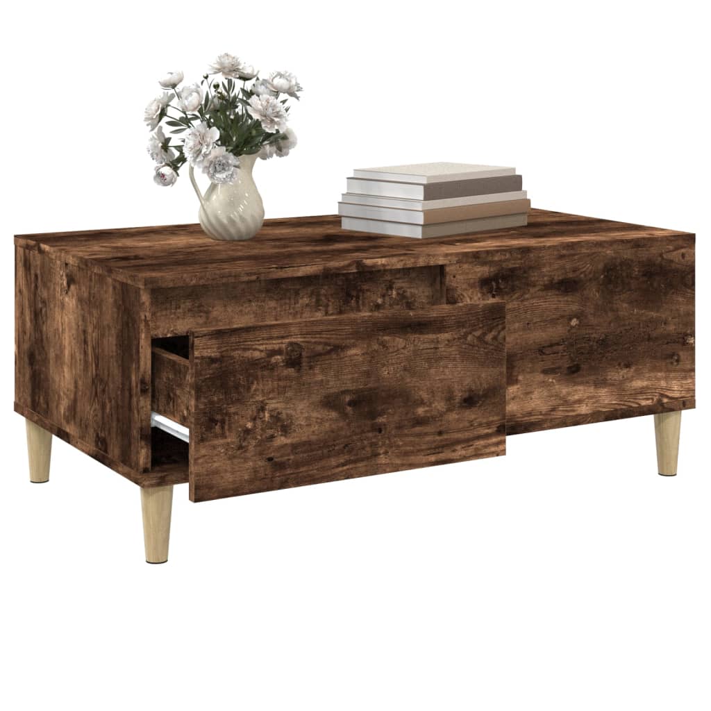 Table basse 90x50x36,5 cm en bois travaillé