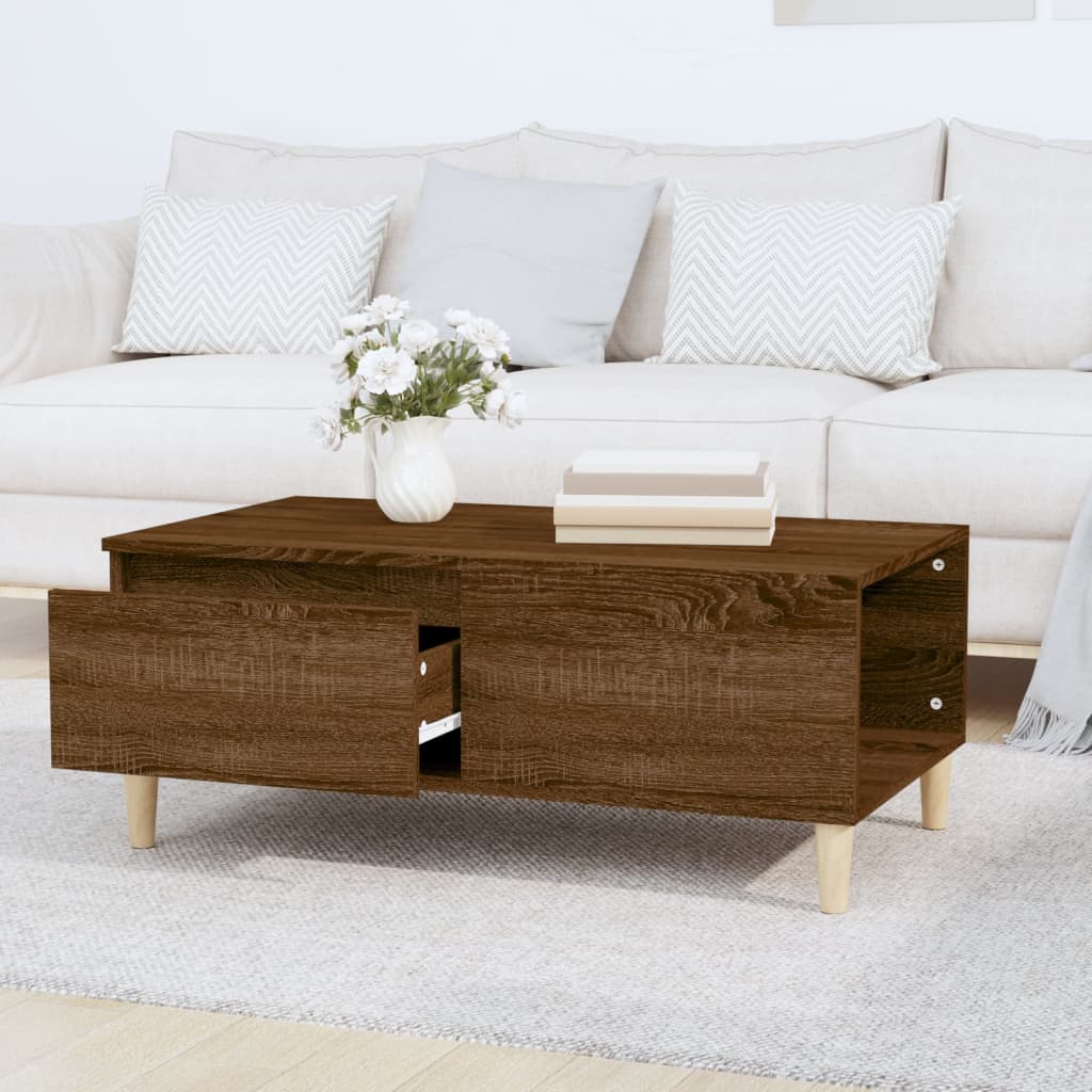 Table basse 90x50x36,5 cm en bois travaillé