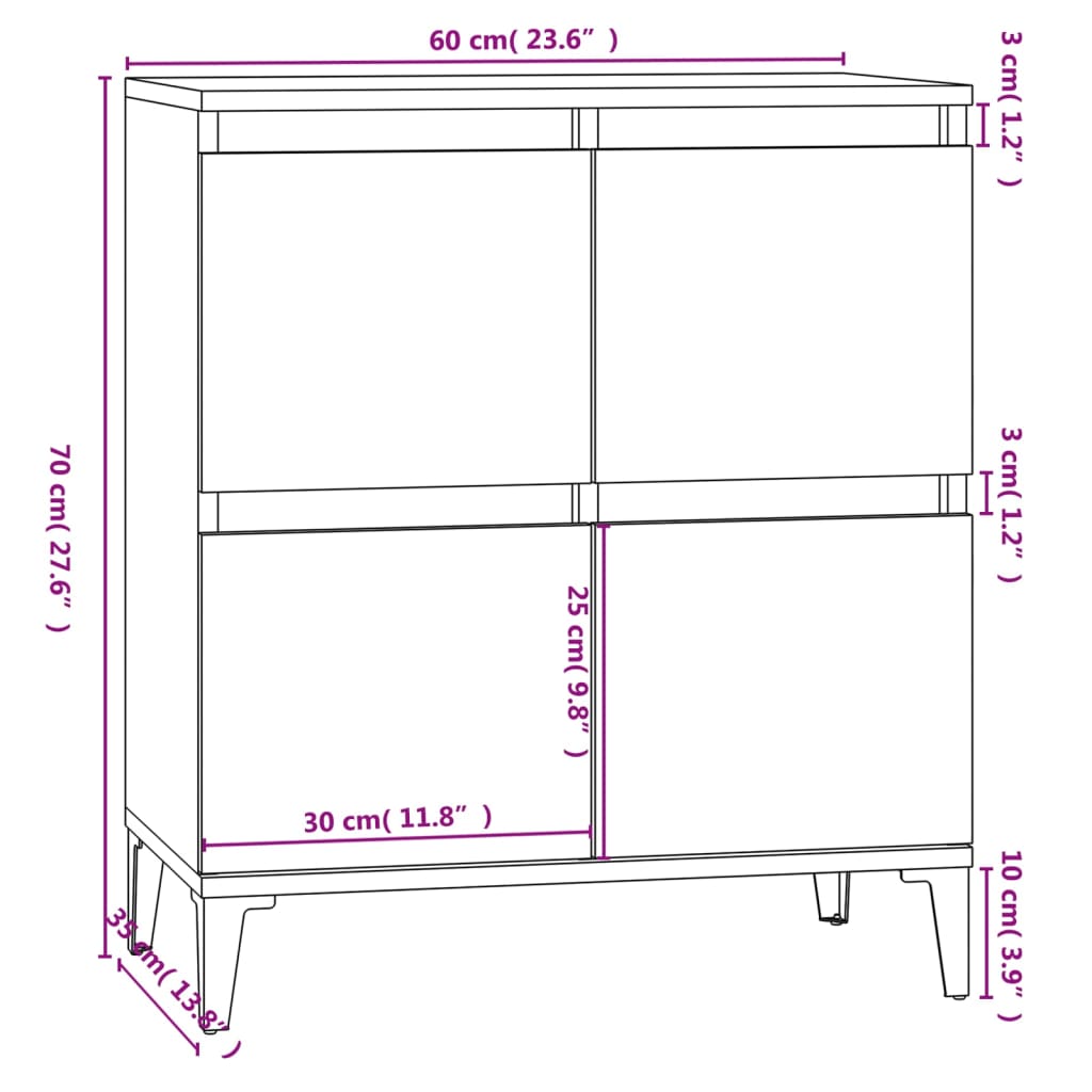 Buffet 60x35x70 cm en bois travaillé