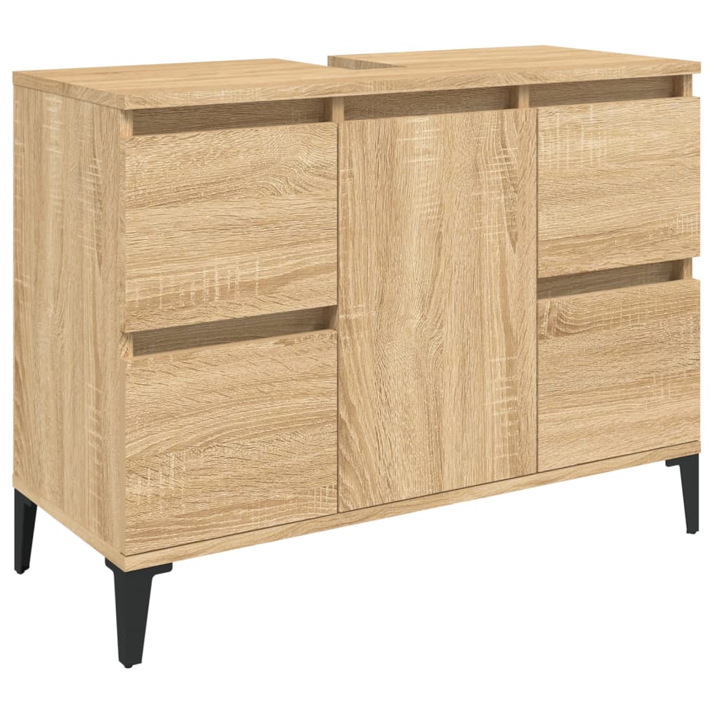 Meuble vasque 80x33x60 cm bois fini gris chêne sonoma coloré