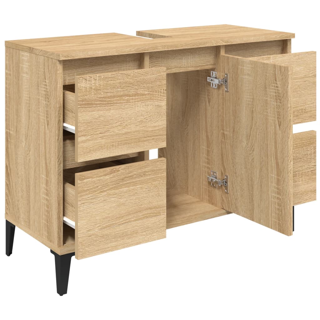 Meuble vasque 80x33x60 cm bois fini gris chêne sonoma coloré