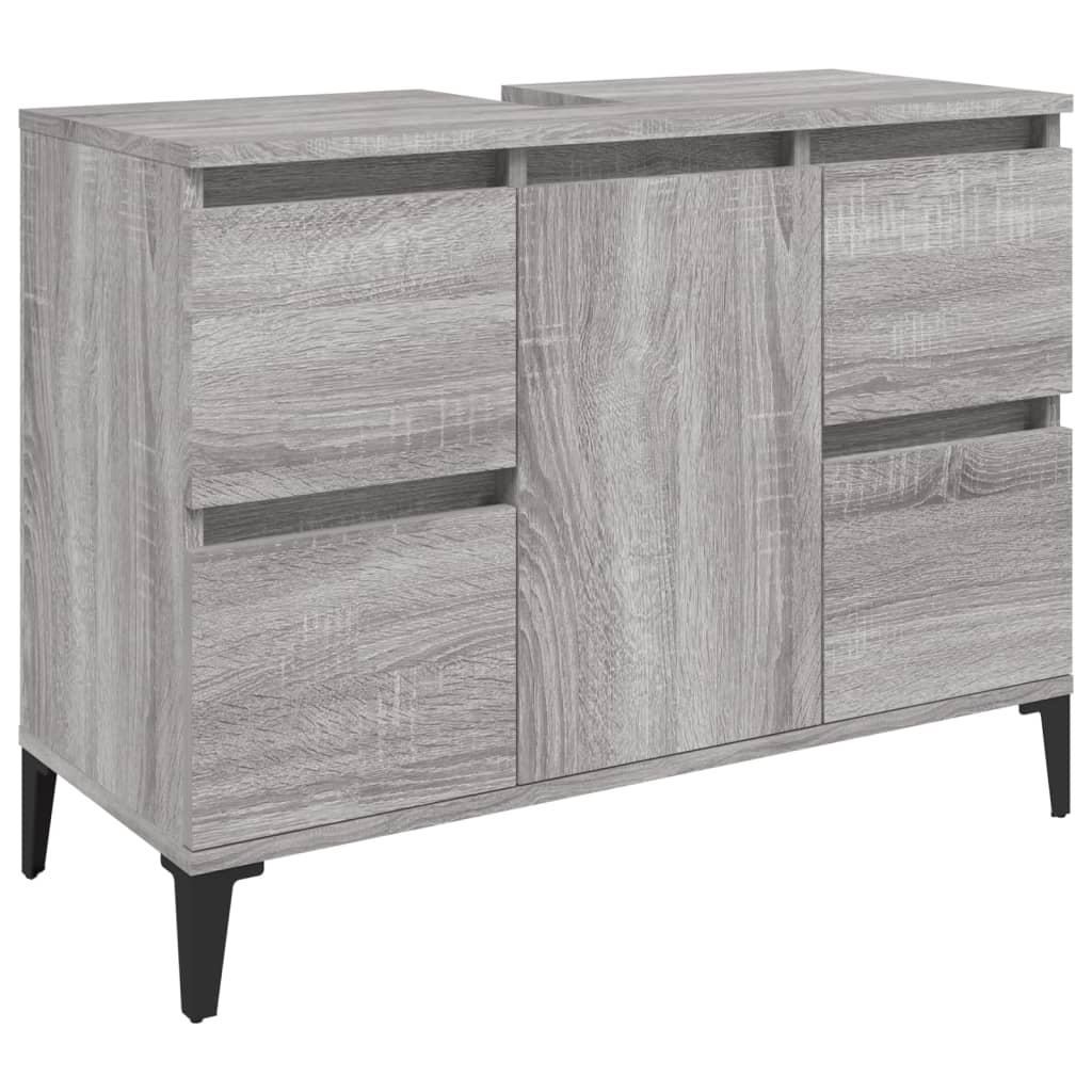 Meuble vasque 80x33x60 cm bois fini gris chêne sonoma coloré