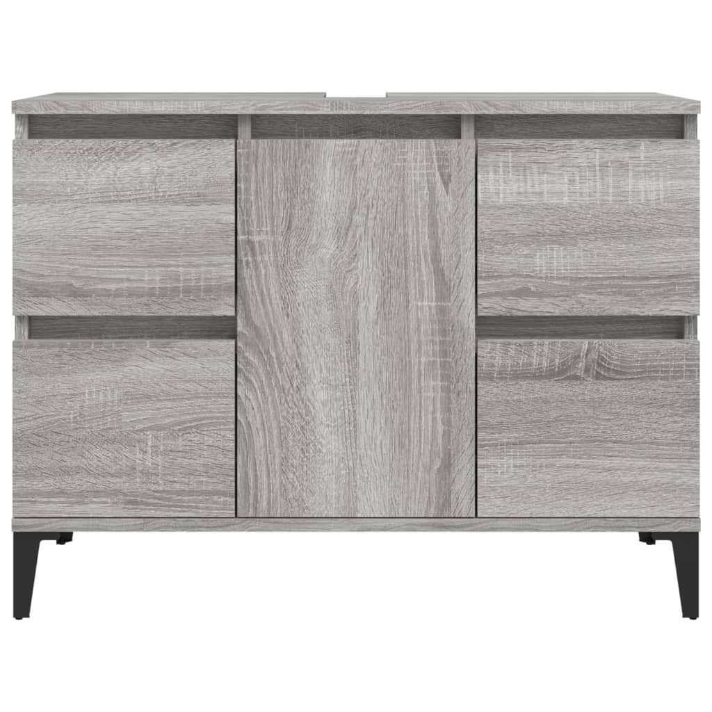 Meuble vasque 80x33x60 cm bois fini gris chêne sonoma coloré