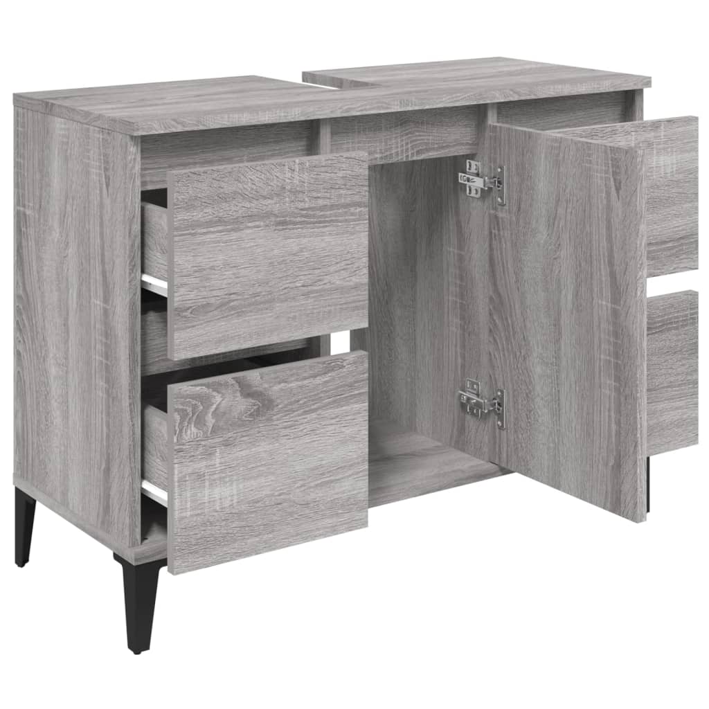 Meuble vasque 80x33x60 cm bois fini gris chêne sonoma coloré