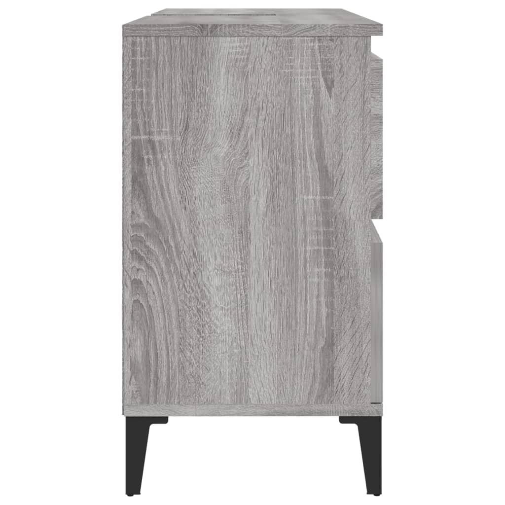 Meuble vasque 80x33x60 cm bois fini gris chêne sonoma coloré