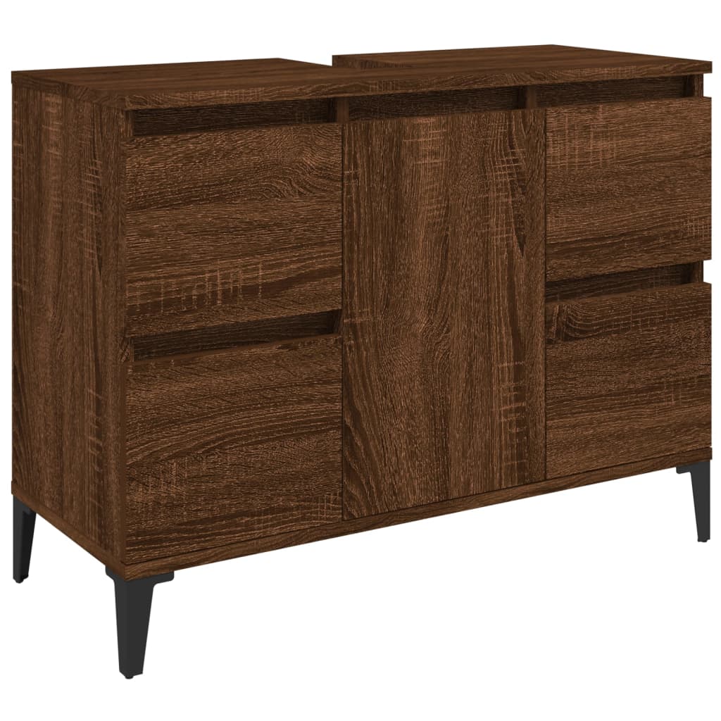 Meuble vasque 80x33x60 cm finition bois coloris chêne marron