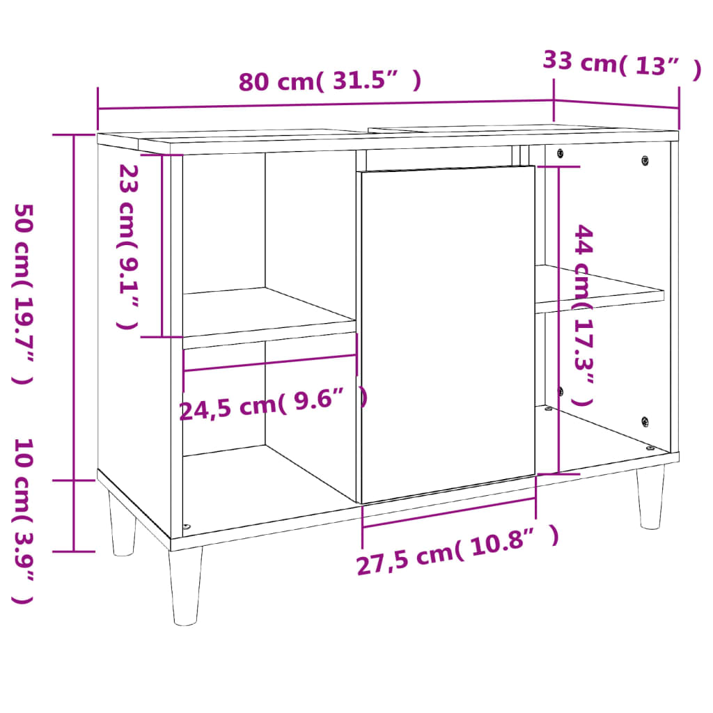 Meuble vasque 80x33x60 cm en bois travaillé