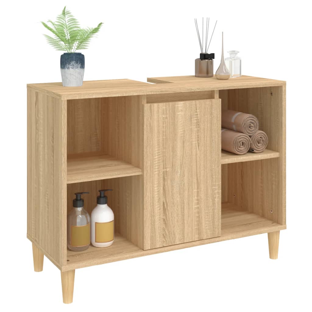 Meuble vasque 80x33x60 cm en bois travaillé