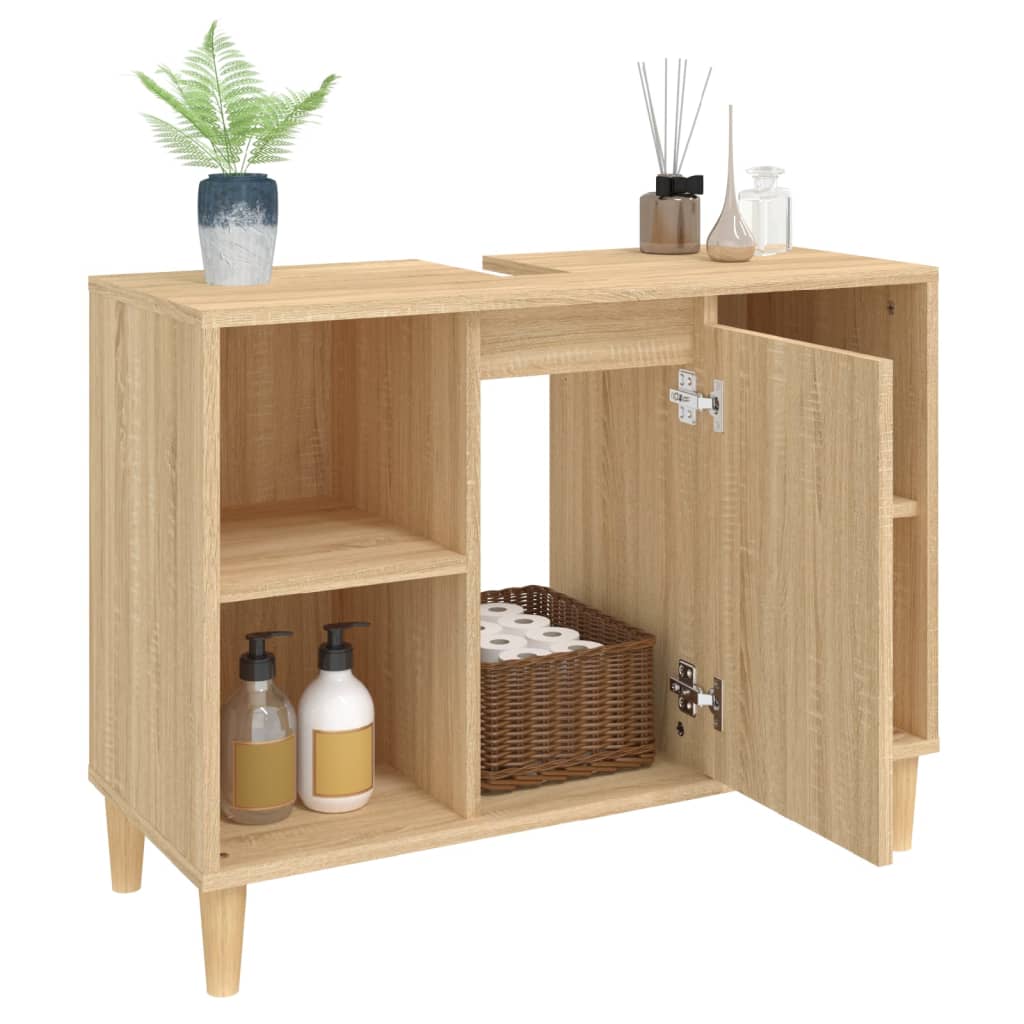 Meuble vasque 80x33x60 cm en bois travaillé