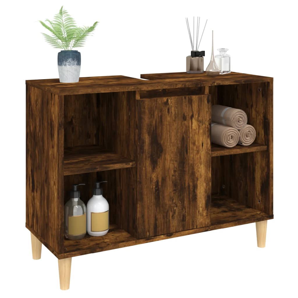 Meuble vasque 80x33x60 cm en bois travaillé