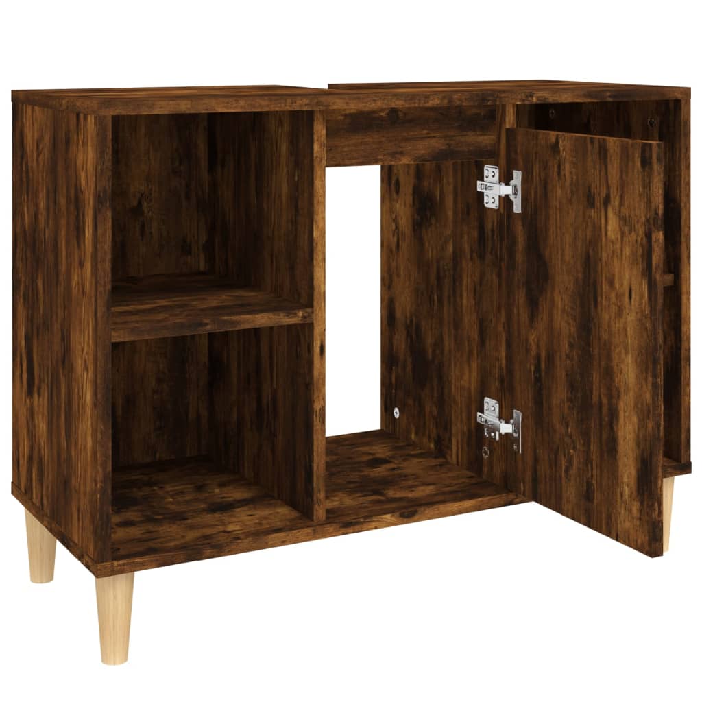 Meuble vasque 80x33x60 cm en bois travaillé