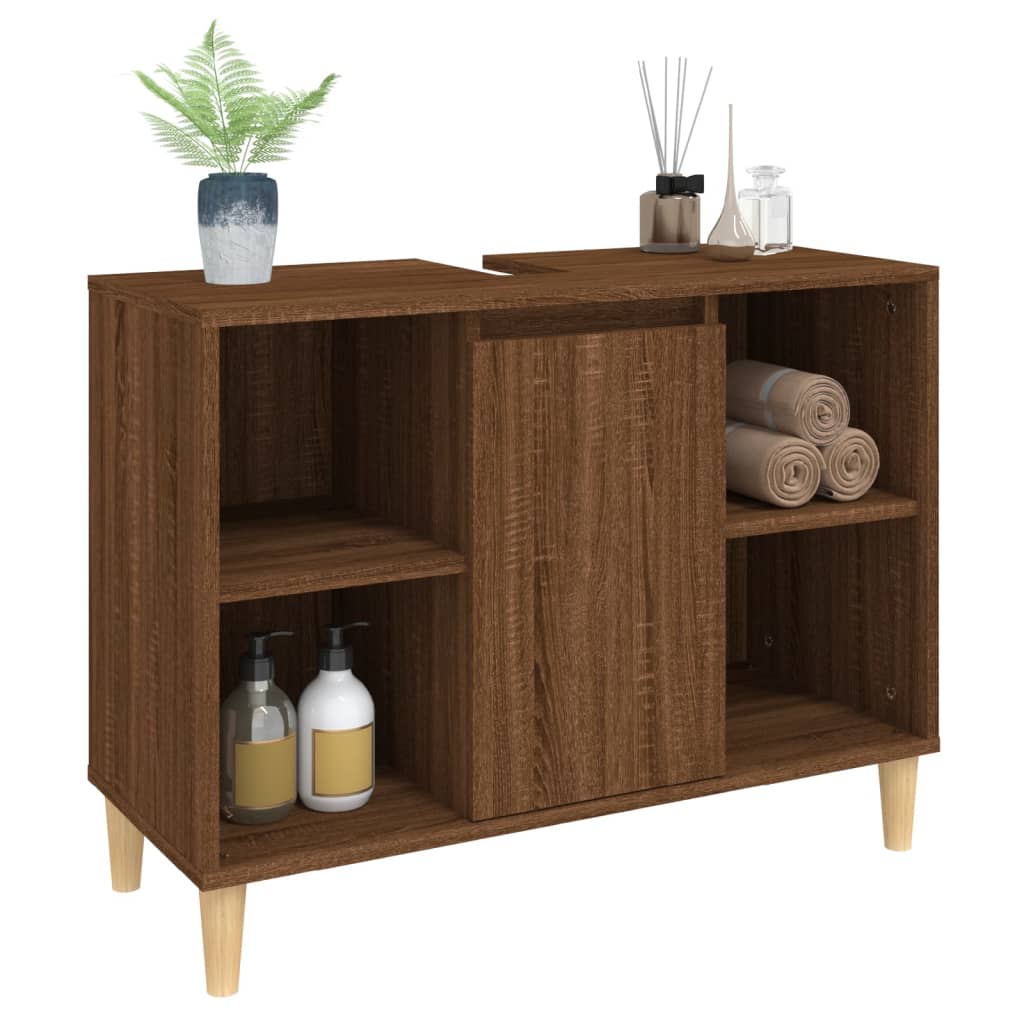 Meuble vasque 80x33x60 cm en bois travaillé