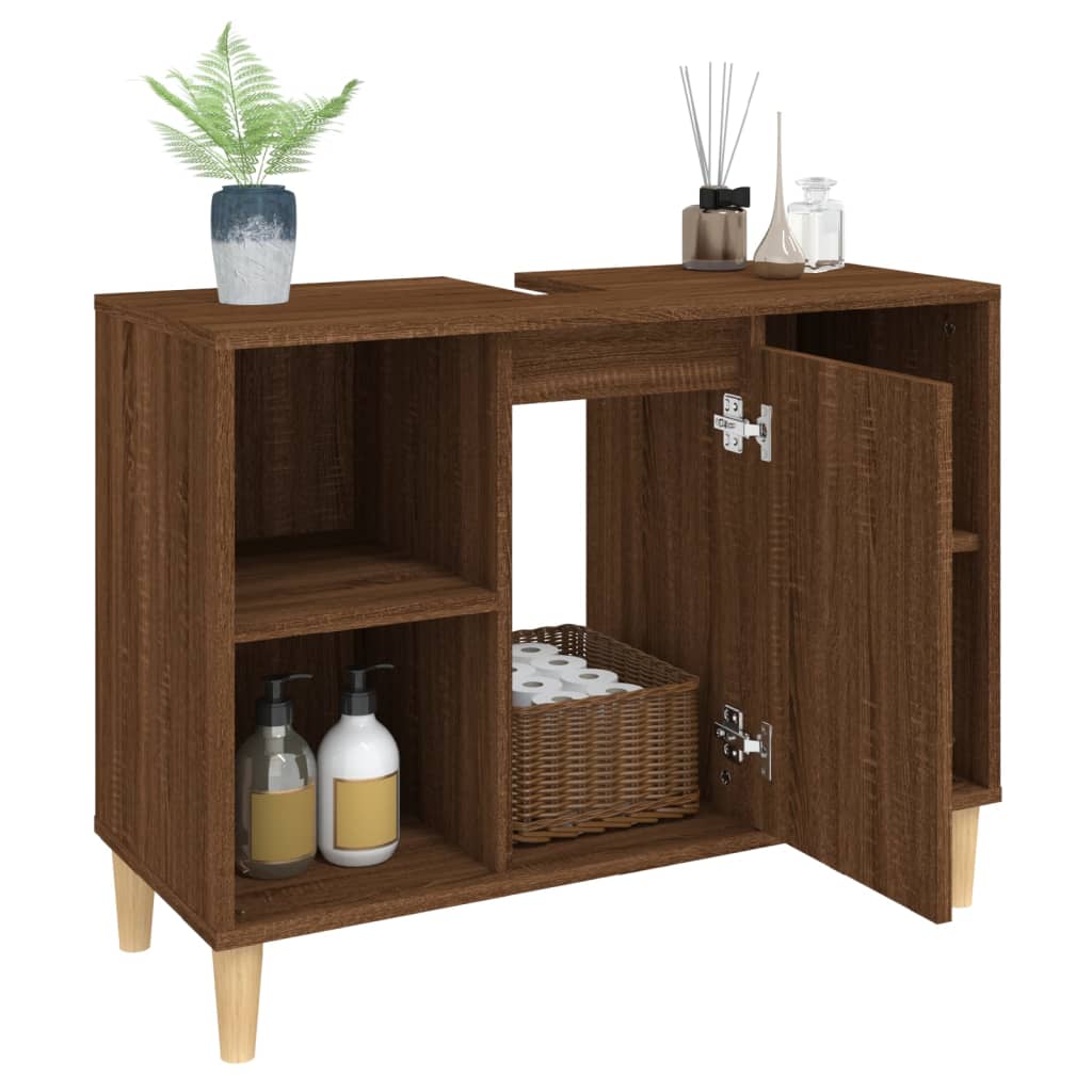 Meuble vasque 80x33x60 cm en bois travaillé