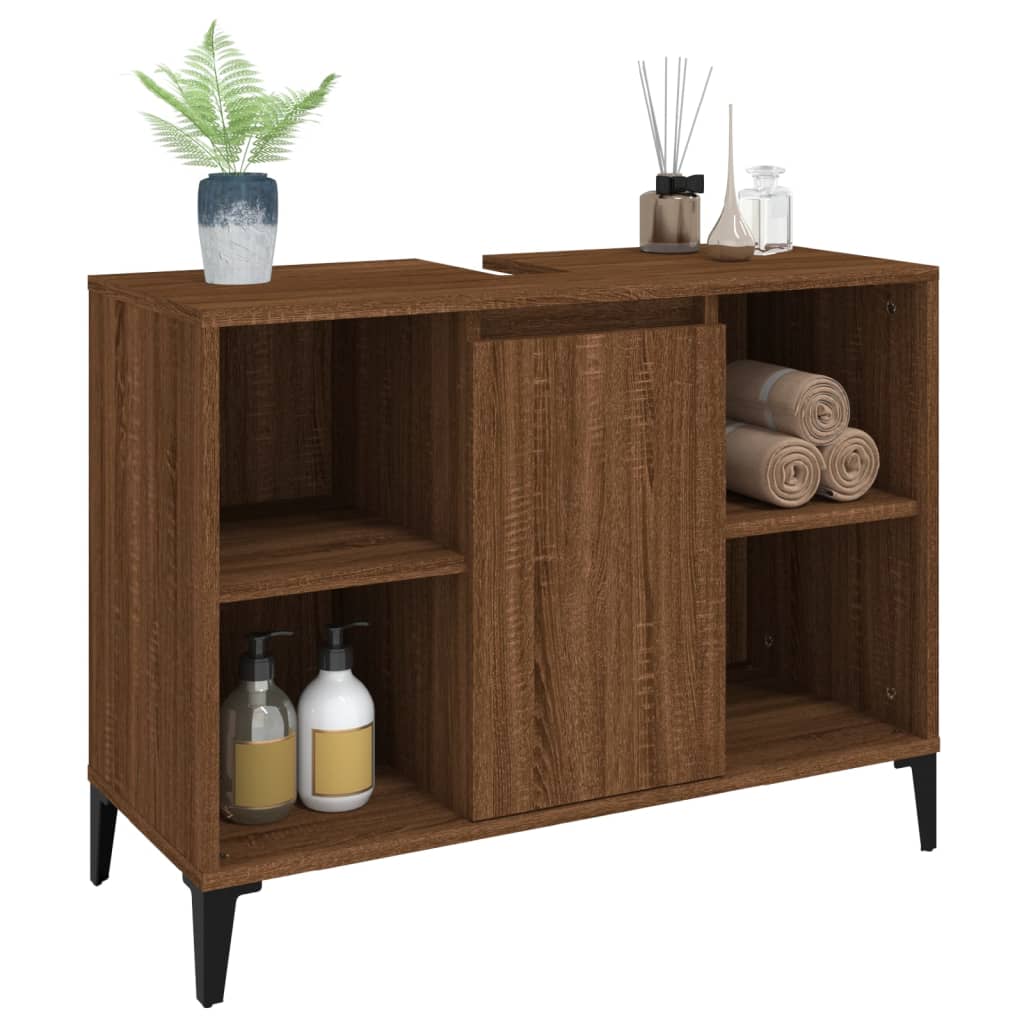 Meuble vasque 80x33x60 cm en bois travaillé