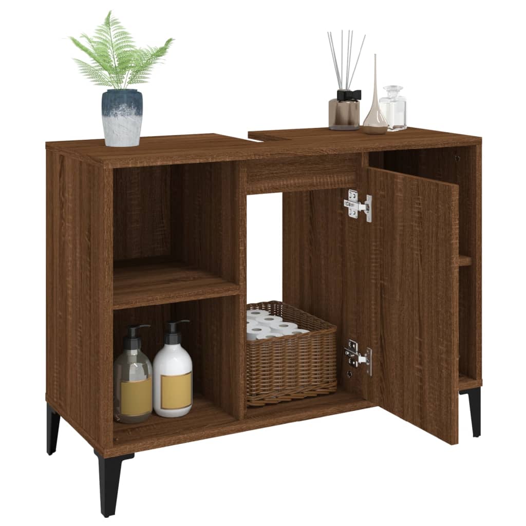 Meuble vasque 80x33x60 cm en bois travaillé