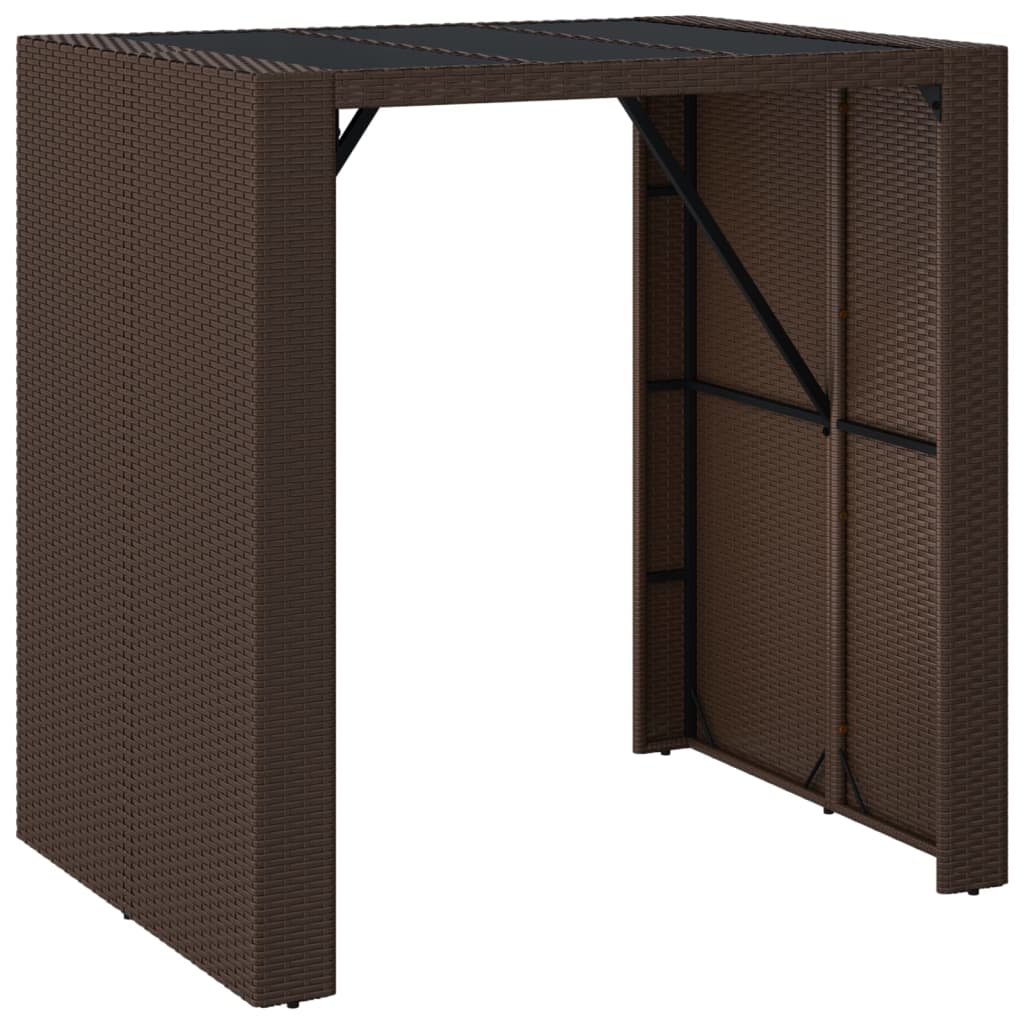 Bartafel met glazen blad 185x80x110 cm poly rattan