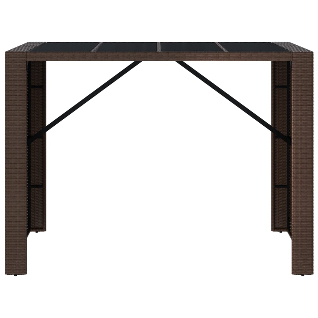 Table de bar avec plateau en verre 185x80x110 cm poly rotin