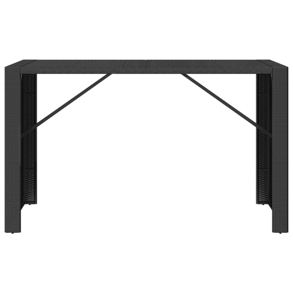 Table de bar avec plateau en verre 185x80x110 cm poly rotin