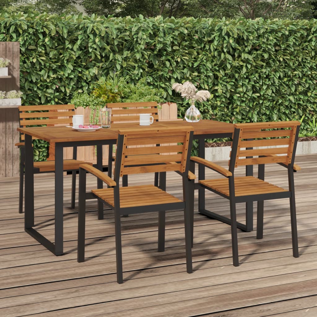 Table de jardin pieds en U 140x80x75 cm bois d'acacia massif