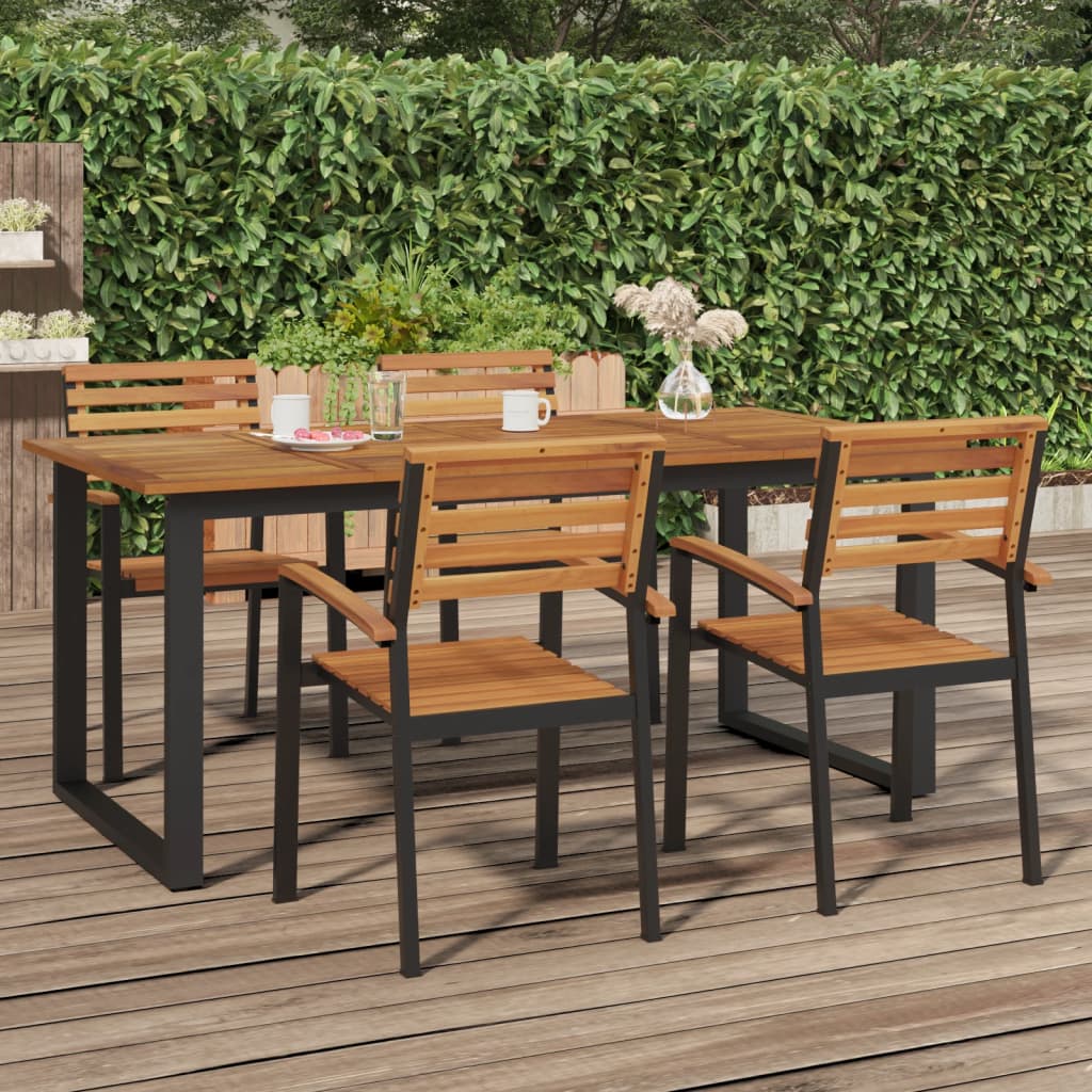 Table de jardin pieds en U 140x80x75 cm bois d'acacia massif