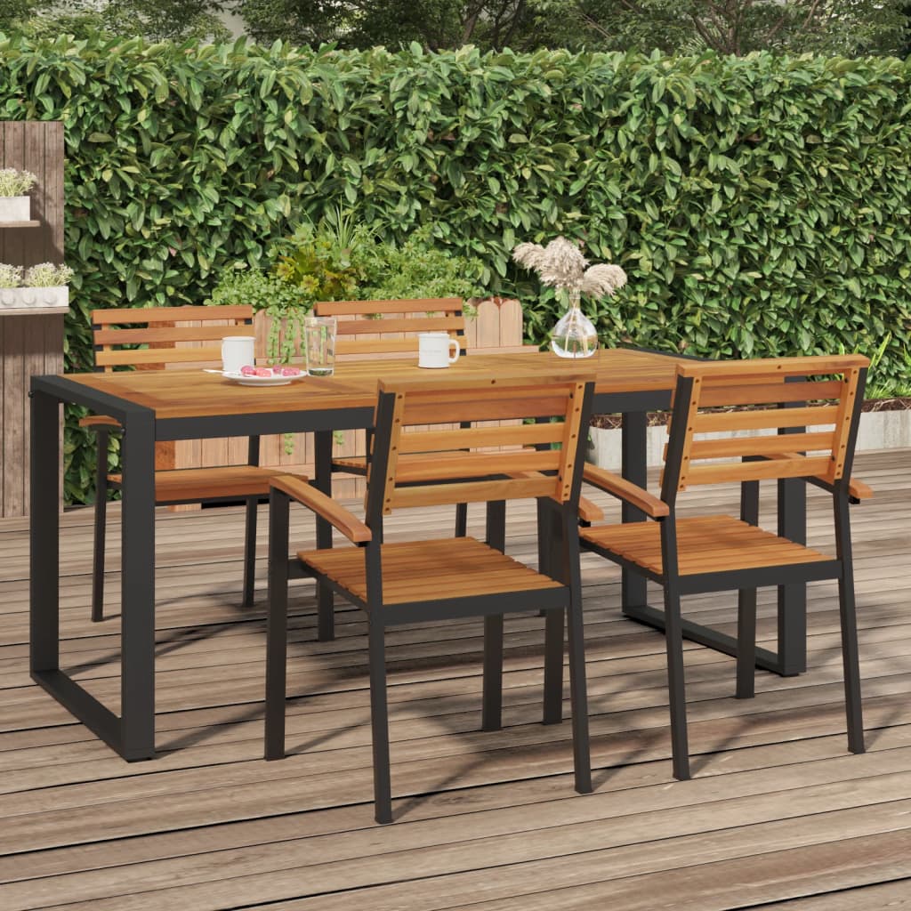 Table de jardin pieds en U 180x90x75 cm bois d'acacia massif