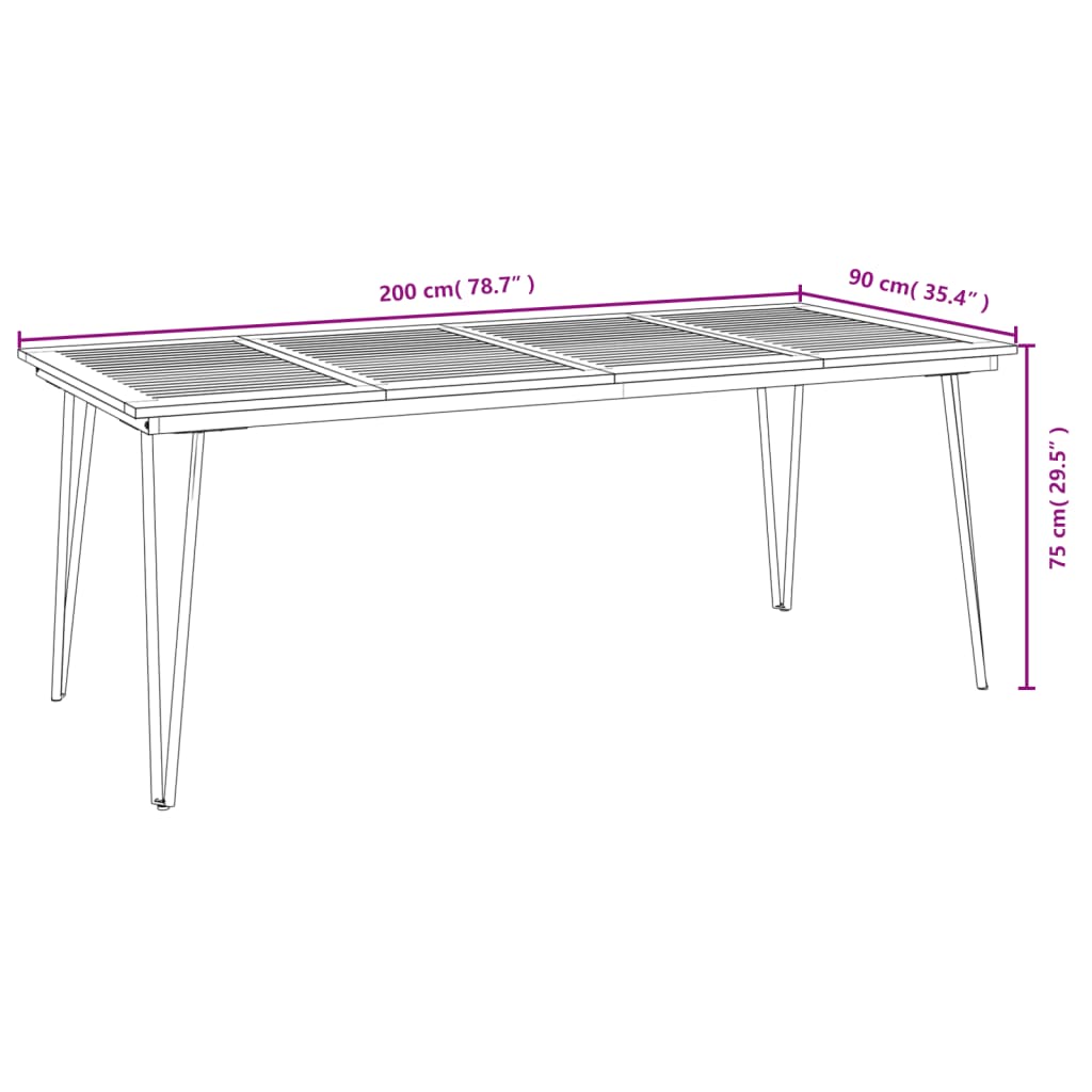 Tuintafel met haarspeldpoten 140x80x75 cm massief acaciahout