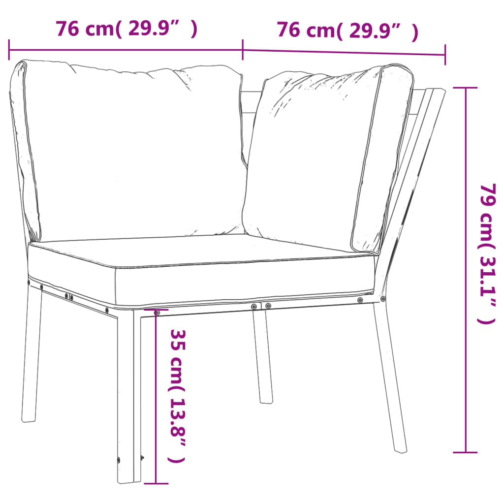 Chaise de jardin avec coussins couleur sable 76x76x79 cm acier