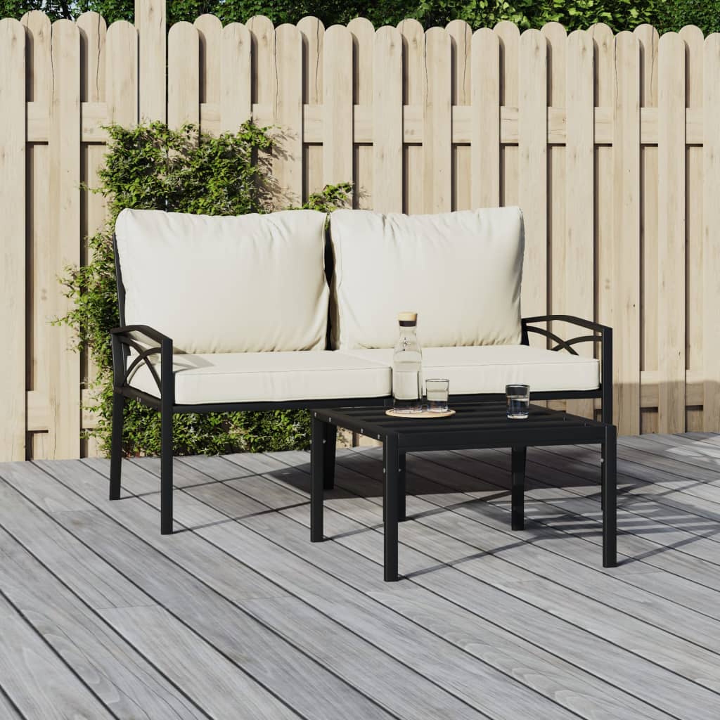 Chaises de jardin avec coussins couleur sable 2 pcs 62x75x79 cm acier