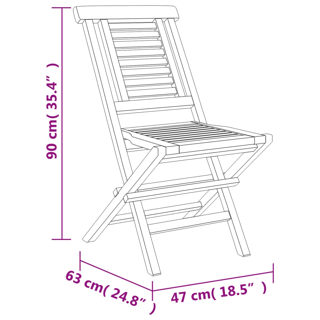 Chaises de jardin pliantes 6 pcs 47x63x90 cm teck massif