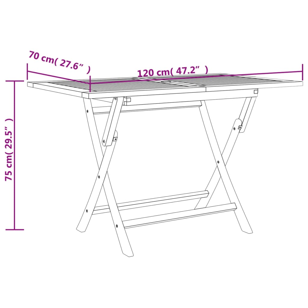 Table de jardin pliante 120x70x75 cm teck massif