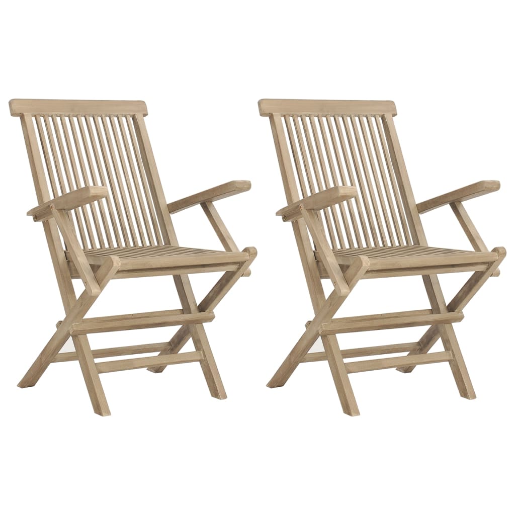 Chaises de jardin pliantes 8 pcs 56x61x89 cm teck massif gris