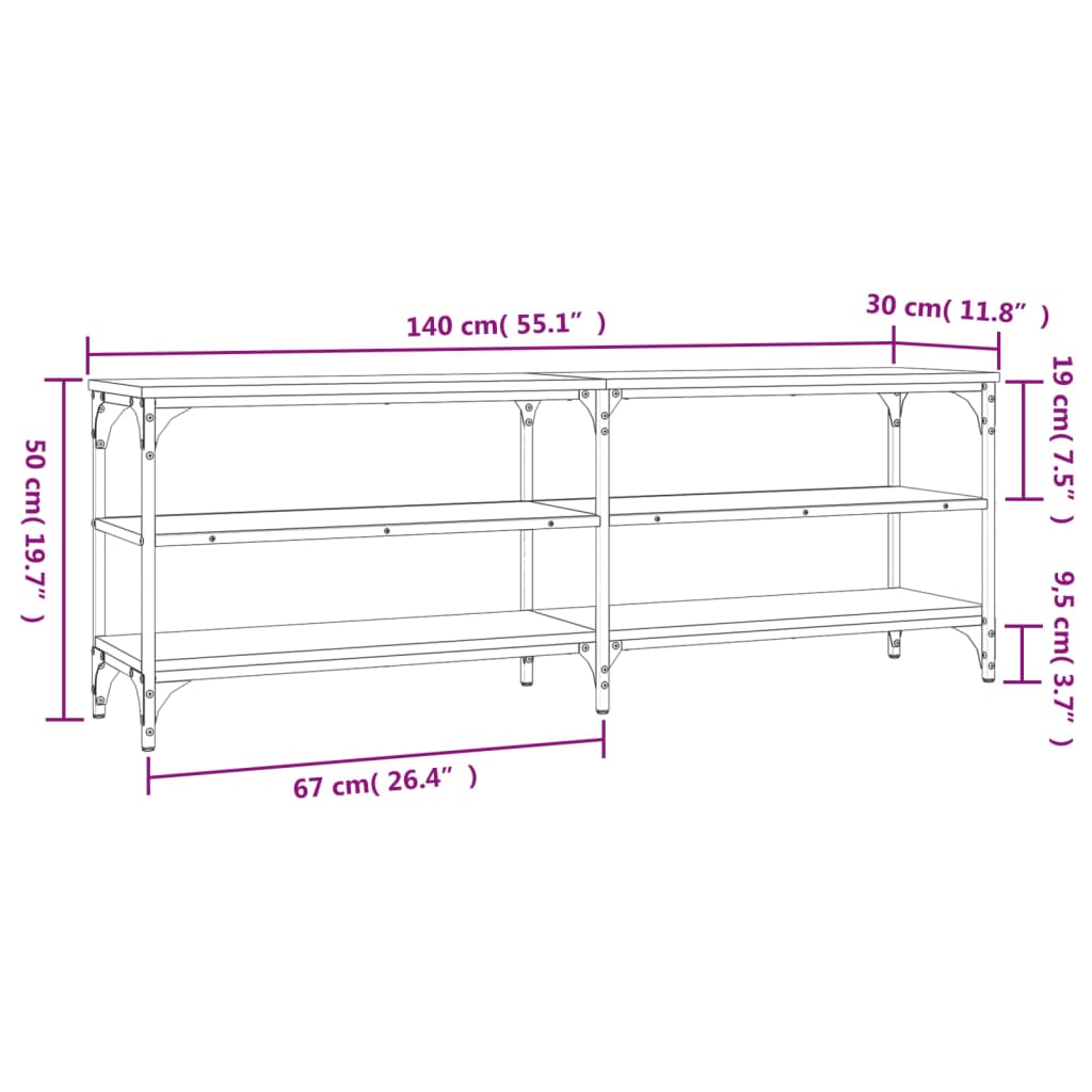 Tv-meubel 140x30x50 cm bewerkt hout eikenkleurig